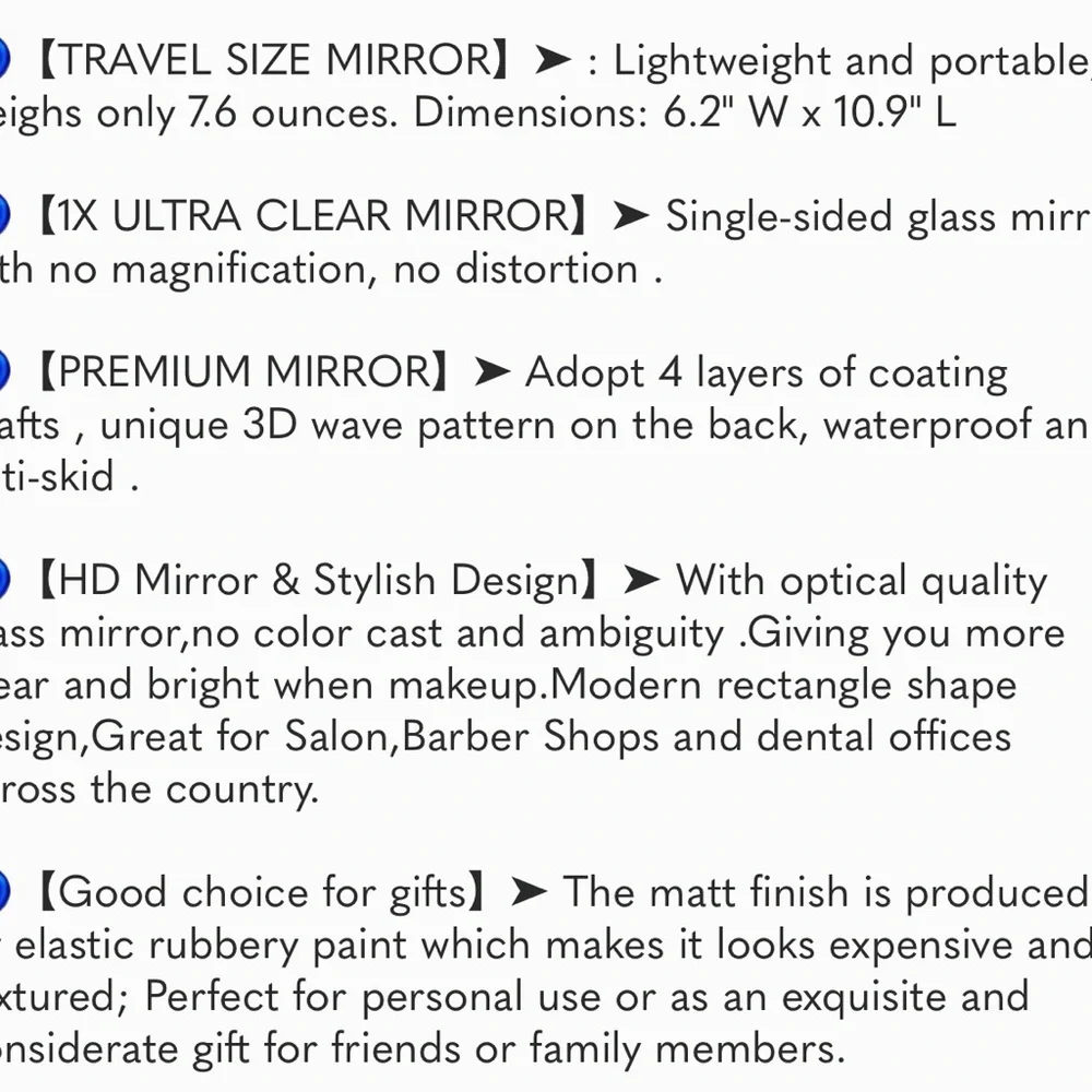 Hand Mirror, Handheld Mirror with Handle, Portable Hand held Mirror(White)